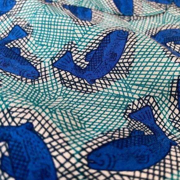 Vintage Columbia Fishing Button Down Shirt Print Fish Turquoise Blue, Large - Picture 4 of 5